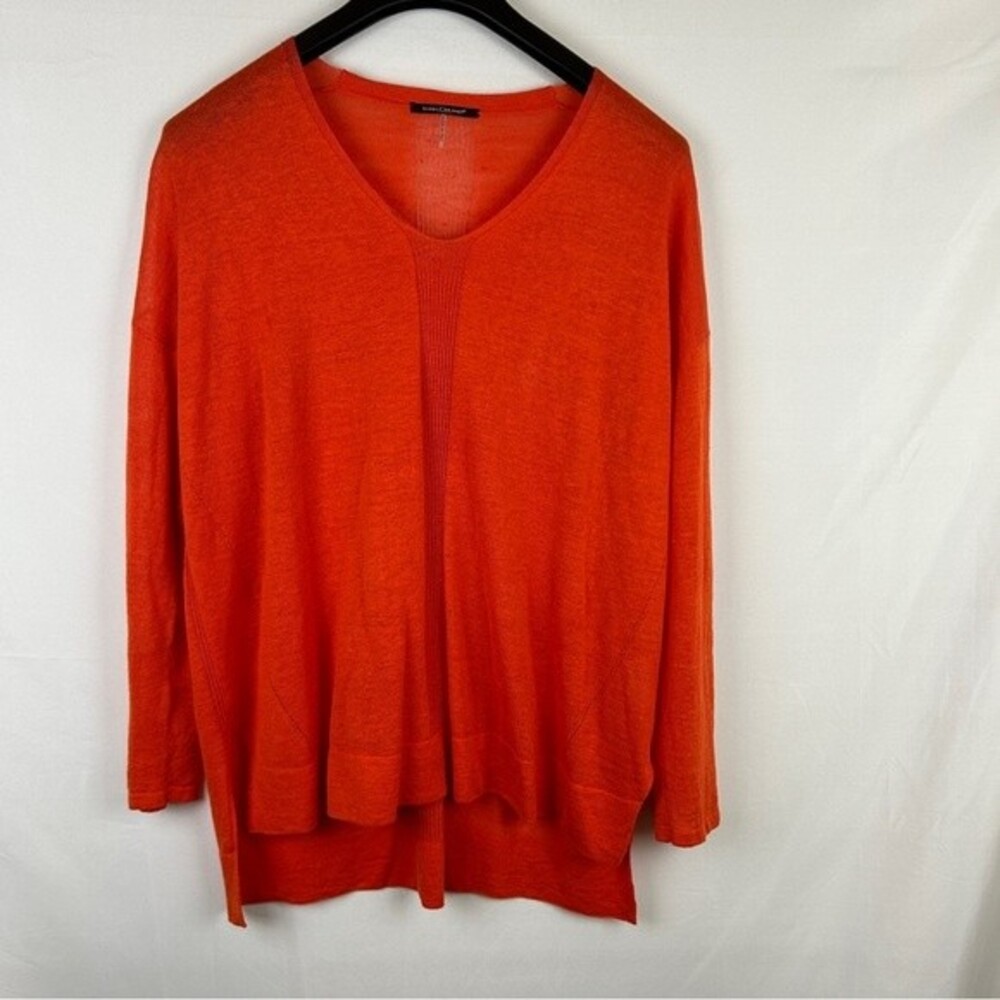 Luisa Cerano orange open knit linen sweater Italy size M/L